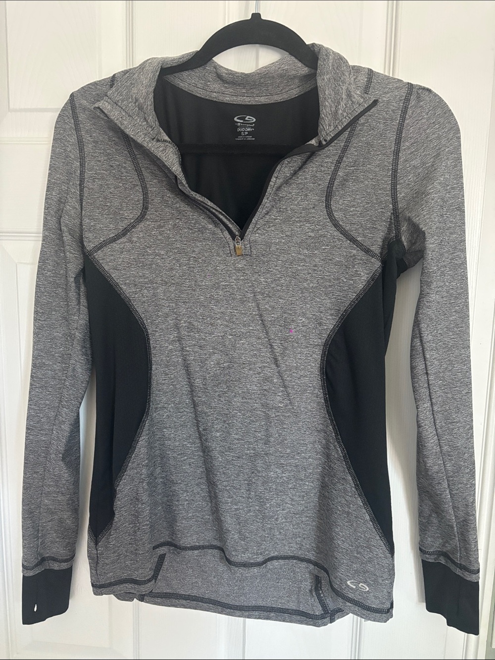 C9 by Champion Gray and Black Quarter-Zip Hoodie Top